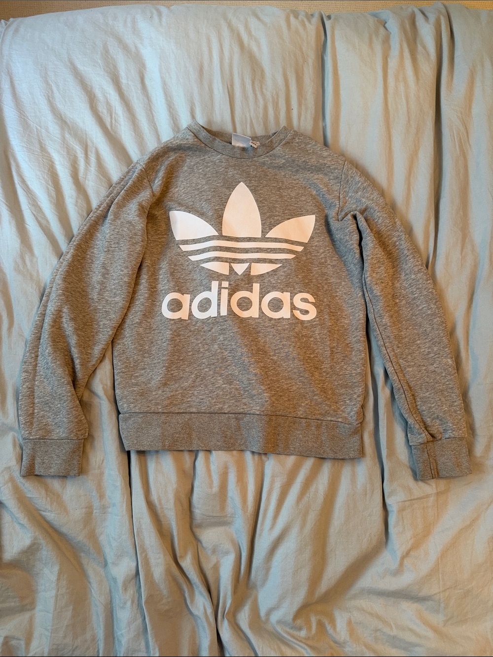 adidas boys Grey Crewneck Sweatshirt with White adidas Logo